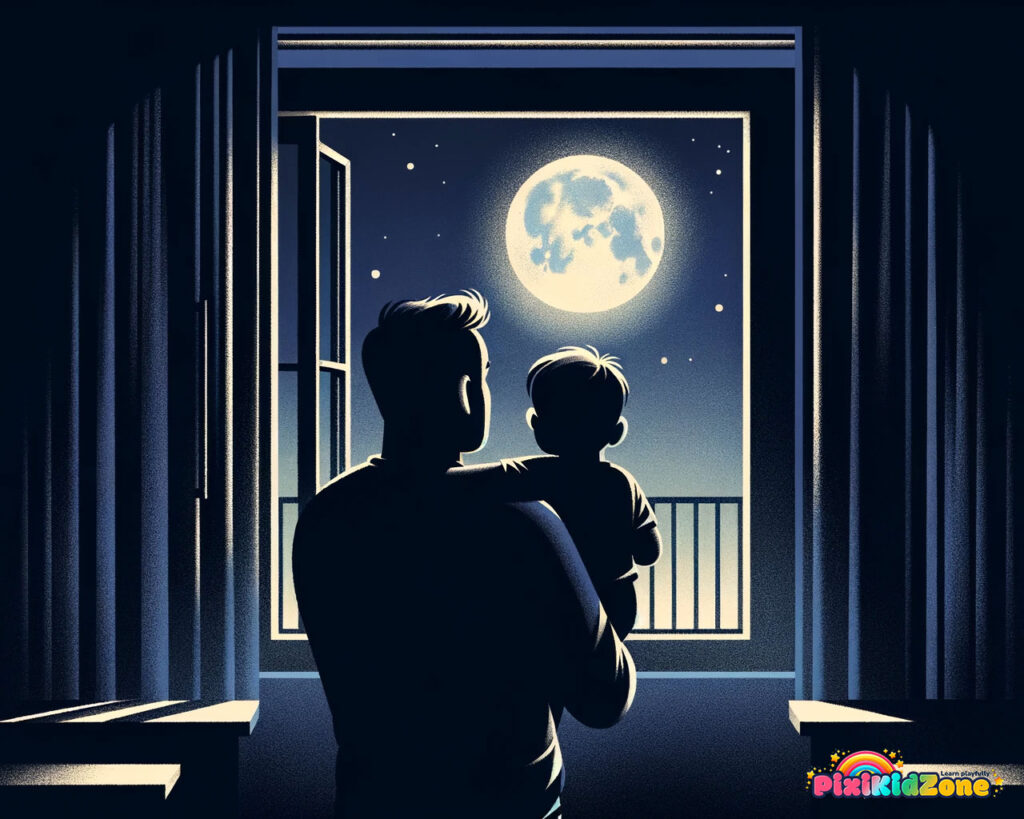 Father and son watching the moon pixikidzone.com