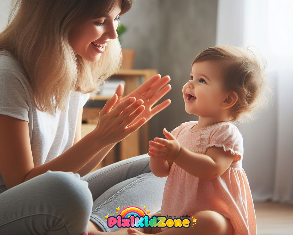 Mother and daughter singing and clapping