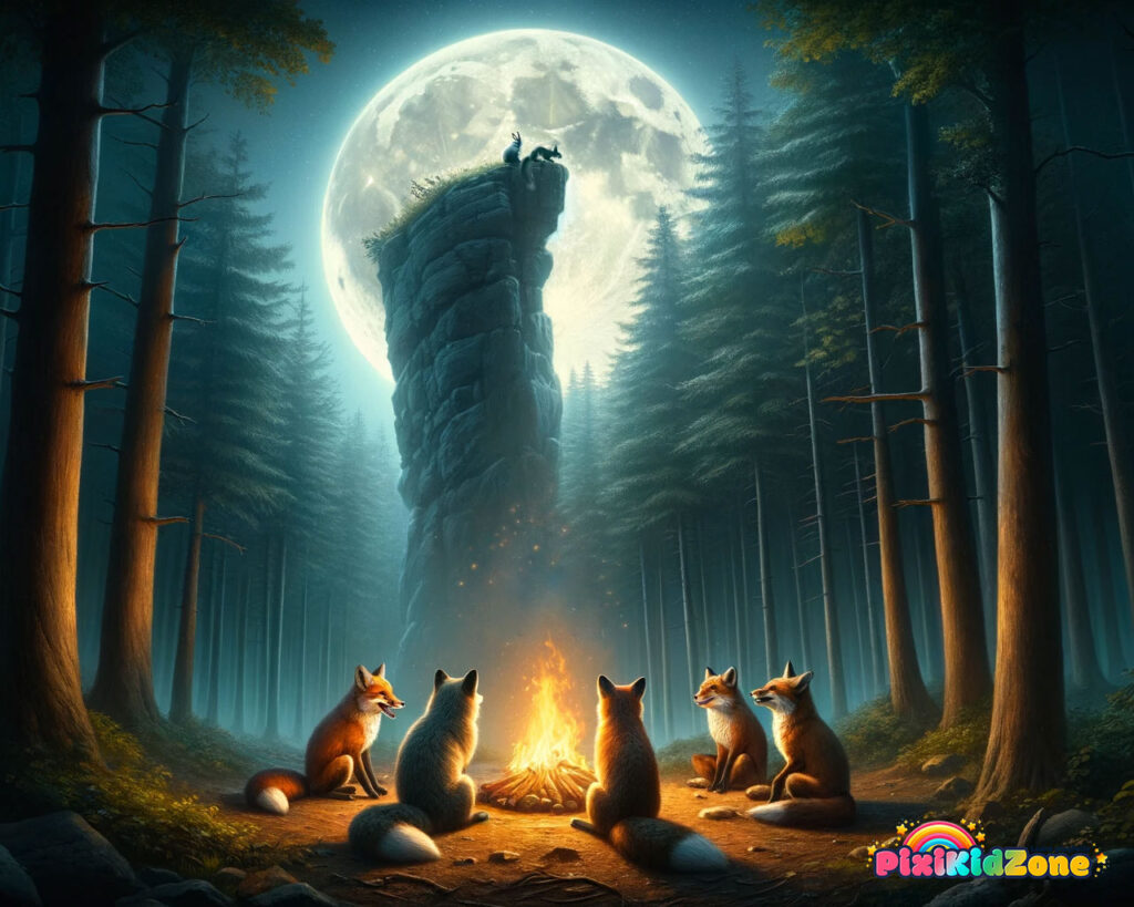 Unity in the moonlight foxes rabbit and squirrel