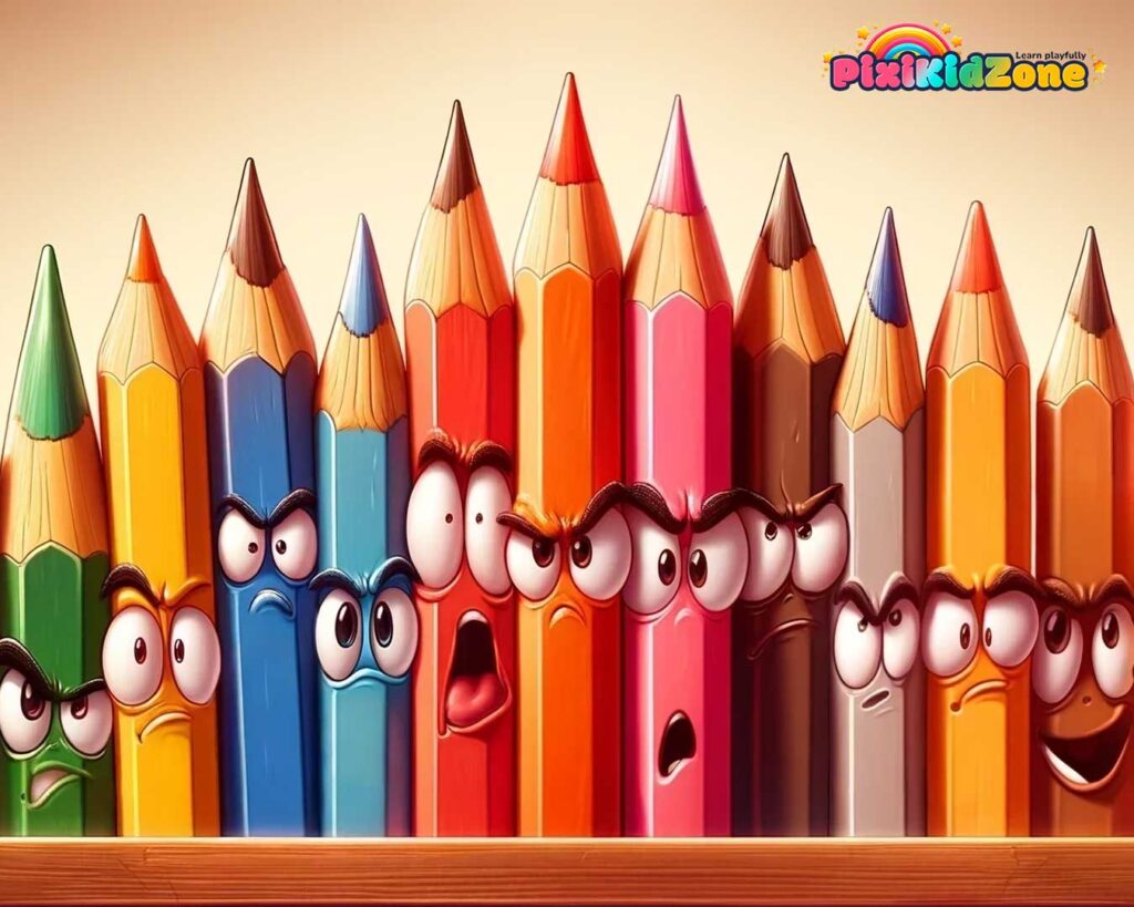 The pencils are arguing in the small box - pixikidzone.com