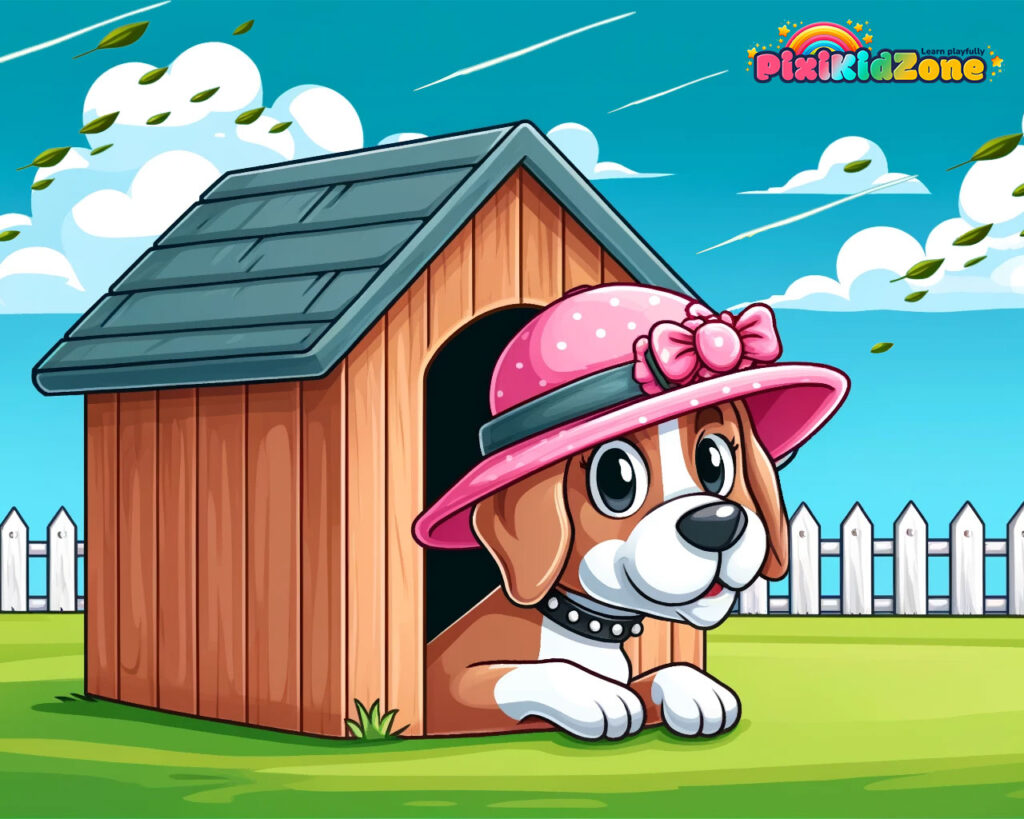 Funny dog in a pink lady's hat - pixikidzone.com