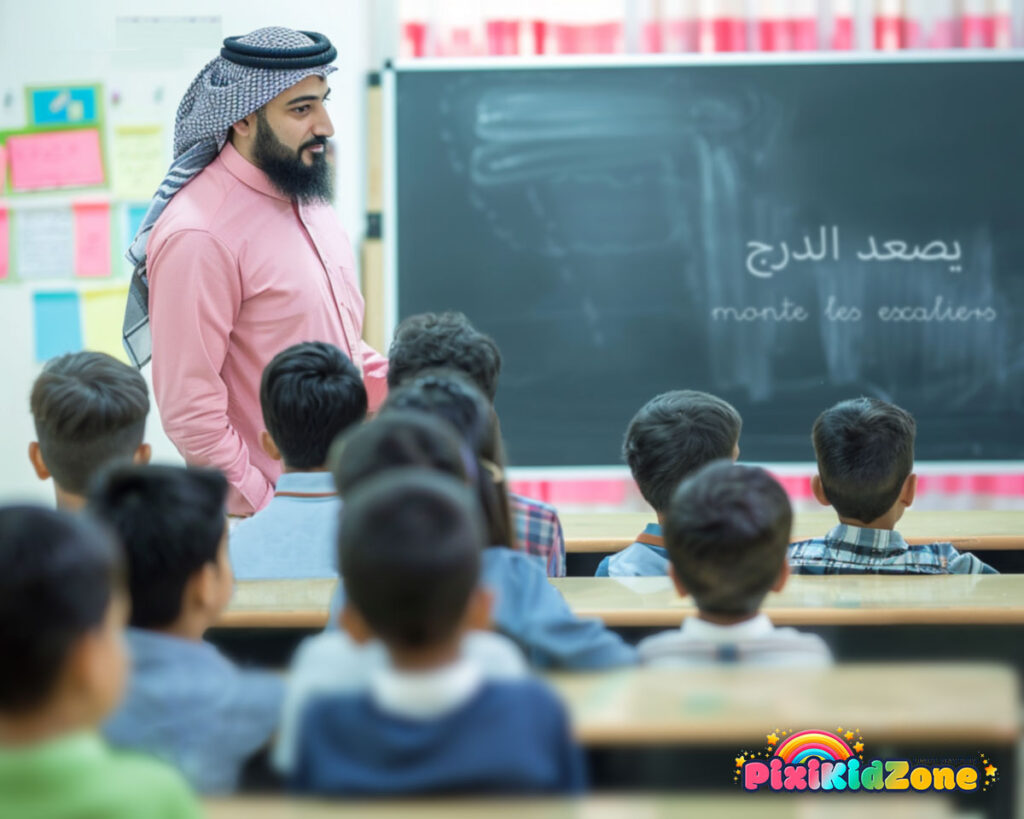 An arabic teacher teaches at a school