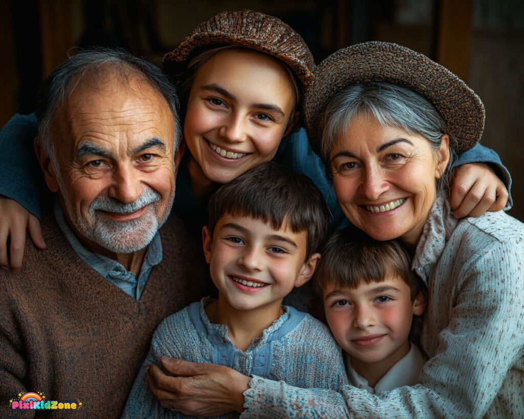 Traditional Western family smiling - pixikidzone.com